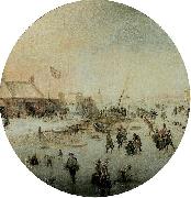 Hendrick Avercamp Winter landscape with skates and people playing kolf France oil painting artist
